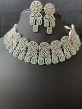 Indian Bollywood Silver Plated Ethnic AD CZ Jewelry Earrings Necklace Br... - £62.40 GBP