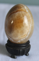 Banded Agate Polished Egg Vintage Tan Gold And Gray - $14.01