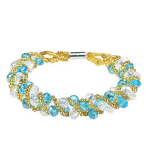 Shiny Blue  Shade Crystal Weave Tube Magnetic Bracelet - £8.53 GBP