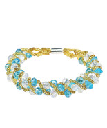 Shiny Blue  Shade Crystal Weave Tube Magnetic Bracelet - £8.52 GBP