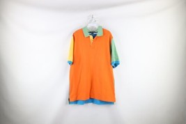 Vtg 90s Streetwear Mens Large Faded Rainbow Color Block Collared Golf Po... - £39.62 GBP