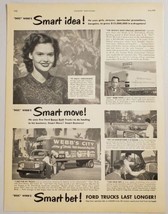 1949 Print Ad Ford Trucks Last Longer &quot;Doc&quot; Webb&#39;s Bonus Built Semi-Trucks - $13.48