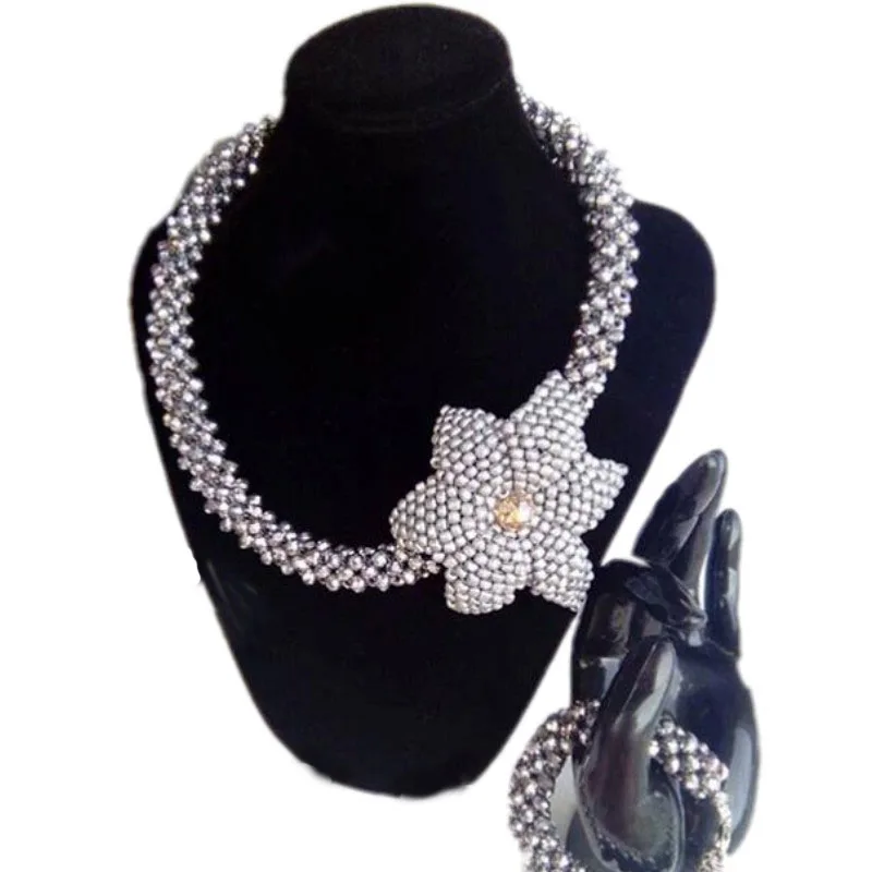 Dudo Store African Jewelry Set Nigerian Wedding Flower Necklace Set Fine Jewelle - £57.71 GBP