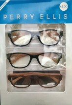 Perry Ellis PER 48 Mens 3 Pack Wood/Plastic Rectangle Reading Glass 2.5 - £21.20 GBP