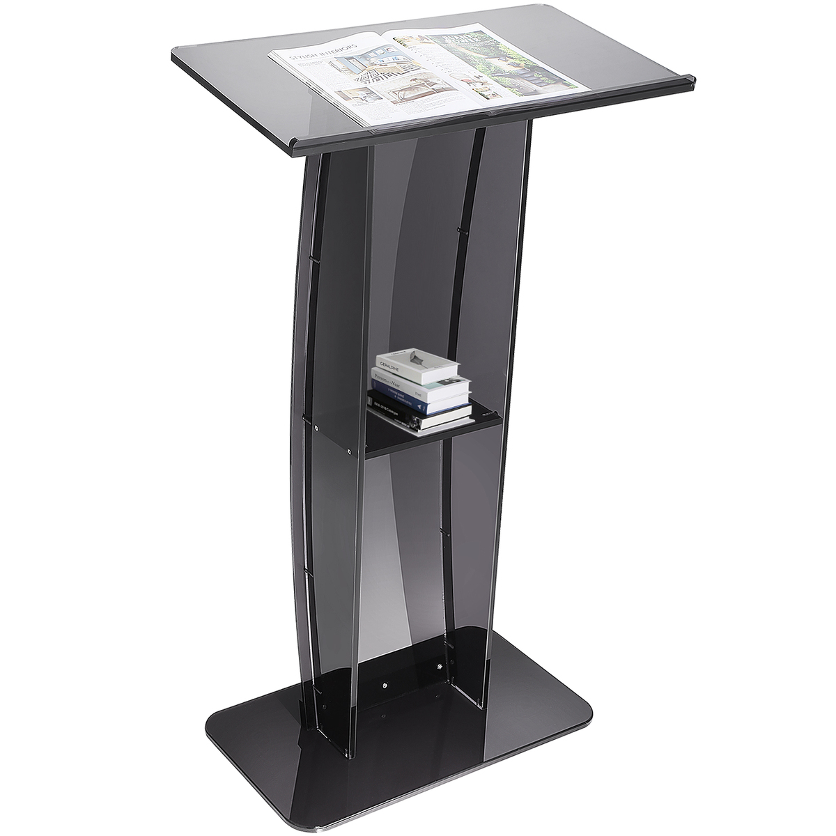 VEVOR Acrylic Podium, 47&quot; Podium Stand with Wide Surface &amp; Storage Shelf... - $159.99