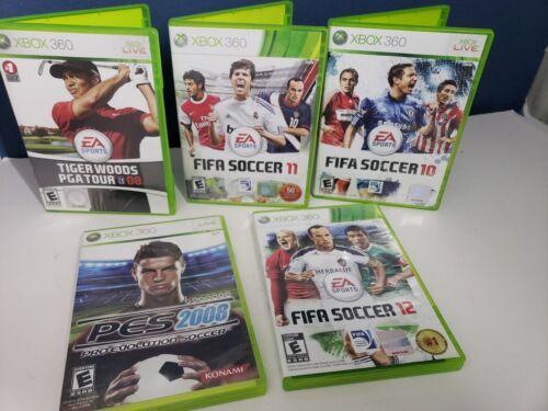 Primary image for XBOX 360 (LOT OF 5) GAMES FIFA SOCCER 10, 11, 12, Pes 2008, Tiger Woods PGA 08