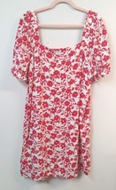 Draper James RSVP WM XL Pink White Floral Puff Sleeve Dress Linen Blend - £22.35 GBP