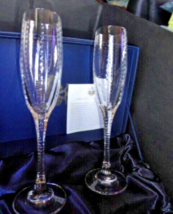 Faberge Atelier Crystal Champagne Flute Glasses Bristol New Original Box - $450.00