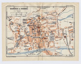 1926 Original Vintage City Map Of BAGNERES-DE-BIGORRE / HAUTE-PYRENEES / France - £17.09 GBP