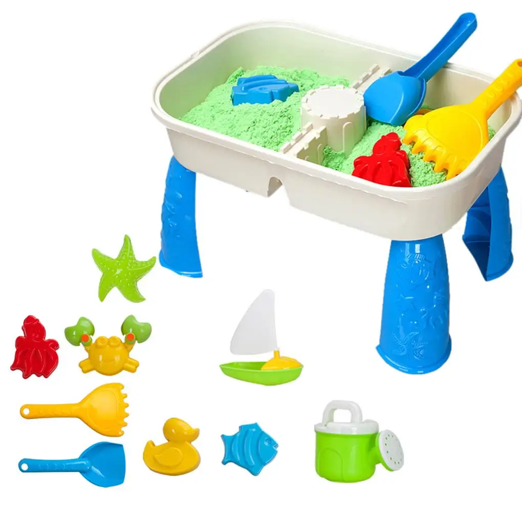 Kids Sand Water Activity Table with 9 Beach Toys For Children Activity Table - £32.10 GBP