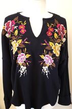 Johnny Was Floral Embroidered Top Size-PXL Black - $118.78