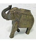 Wooden 9.75&quot; Tall Embossed Copper Elephant Sculpture Figurine Handmade D... - $108.66 CAD