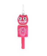 RETRO CAT CLOCK ORNAMENT 5&quot; Glass Cute Pink Kit Kitty Cat Christmas Tree... - €19,06 EUR