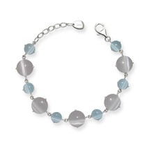 Sterling Silver Blue and Pink Cat’s Eye Bracelet - £165.96 GBP