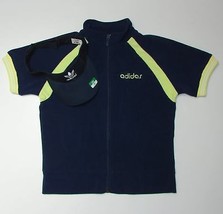 Adidas Navy Blue Short Sleeve Terry Jacket &amp; Visor Girls Medium M 10 NWT - £17.59 GBP