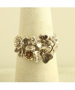 Vintage sterling Shamrocks Four Leaf W/18K Yellow Gold Over Flower Ring - $247.50