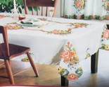 Spray Printed Fabric Tablecloth w/vivid puff applique,60&quot;x84&quot;Oblong, FLO... - $21.77
