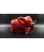 Antique Red Cinnabar Chinese Elephant Brass Tusks Figure 3.75  - £86.10 GBP