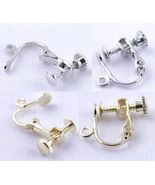 4 Pairs Clip On Screw Back Earring Findings Silvertone/Goldtone without ... - $11.13 CAD
