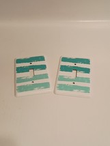 Light Switch Cover Wall Plates 2 White And Teal Stripe Metal Modern Wall... - $11.30