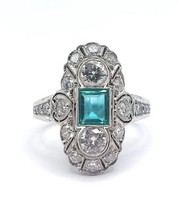 Art Deco Navette Ring, Woman&#39;s Engagement Ring, Antique Filigree Vintage... - £165.19 GBP