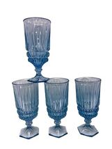 Set Of 4 Paris Blue Fostoria Heritage Lead Crystal Tea Water Goblets Vtg... - $68.00