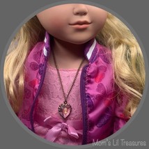 Crystal Heart Pendant Coral Cameo Accent Doll Necklace · 18 Inch Doll Jewelry - £6.19 GBP