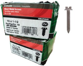 Hillman 823096 Stainless Steel Hex Washer Head No. 10 x 1-1/2&#39;&#39; 100-ct (... - $46.52