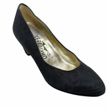 SALVATORE FERRAGAMO Women’s Shoes Black Fabric Low Heels Size 7 AAAA - $1,370.43 MXN