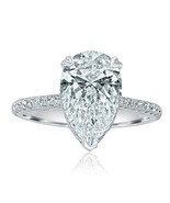IGI Certified Pear Cut 3.03 CT F VVS2 Lab Grown Diamond Ring 18k White Gold - £7,047.76 GBP