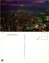 New York(NY) NYC Looking South at Night Lit Up Lights Empire State VTG Postcard - £7.41 GBP