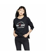 NWT Fifth Sun Women&#39;s Wine Christmas Fleece Ugly Holiday Sweatshirt Top ... - $17.89 CAD