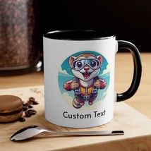 Adorable Skydiving Ferret Custom Text Coffee Mug - $11.82
