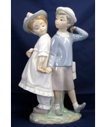 LARGE LLADRO PUPPY LOVE #1127 FIGURINE BOY &amp; GIRL HOLDING HANDS MINT CON... - £116.78 GBP