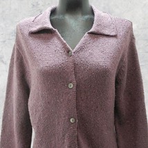 J Jill Purple Silk Wool Blend Collared Button Front Sweater Women’s Size... - $16.10