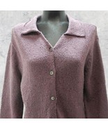 J Jill Purple Silk Wool Blend Collared Button Front Sweater Women’s Size... - $298.84 MXN