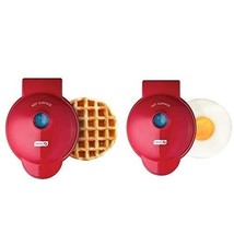 Dash DMSW002RD Mini Maker 2-Pack Griddle Waffle Iron Red Dorm Apartment Kitchen - £27.63 GBP