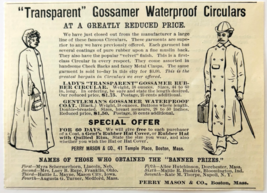 1886 Waterproof Rain Wear Jackets Advertisement Victorian Gossamer DWKK27G - $28.01 CAD