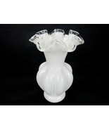 Vintage Fenton Glass Ruffled Silver Crest  Melon Vase 6&quot; x 3&quot;  1970&#39;s - $17.59