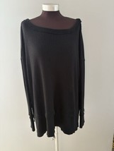 We The Free Waffle Knit Top Womens Medium Black Oversized North Shore Th... - £20.57 GBP