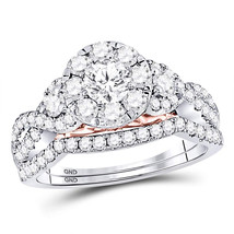 14kt White Gold Round Diamond Bridal Wedding Engagement Ring Band Set - £2,250.36 GBP