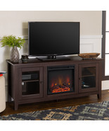 Electric Fireplace TV Stand For TVs Up To 64 Inches Espresso Wood Media ... - £248.17 GBP