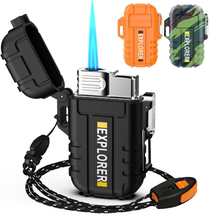 Torch Lighter, Refillable Butane Lighter with Lock, Windproof and Waterproof Adj - £10.94 GBP
