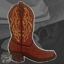 Cowboy Boot in Rust and Gold Patch Applique Embellishment - $3.20