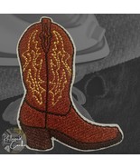 Cowboy Boot in Rust and Gold Patch Applique Embellishment - $4.38 CAD