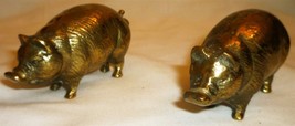Vintage Solid Brass Bronze Pig Figurine Set Of 2 Farm Animals - £29.93 GBP