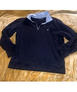 Nautica Sweater Mens XL Black Fleece Casual 1/4 Zip Up Pullover Sweatshirt - £10.59 GBP