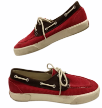 Ralph Lauren Polo Lilia Red Brown Corduroy Boat Deck Shoes Womens Sz 7.5 - £45.52 GBP