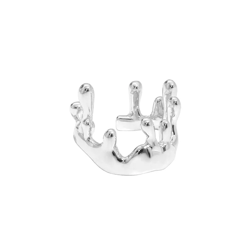 Irregular Designer Ring For Women Sterling Silver 925 Minimalist Gold Trendy Adj - £24.71 GBP