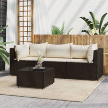 Outdoor Garden Patio 4 Piece Poly Rattan Furniture Lounge Set Sofa With Cushions - £359.20 GBP